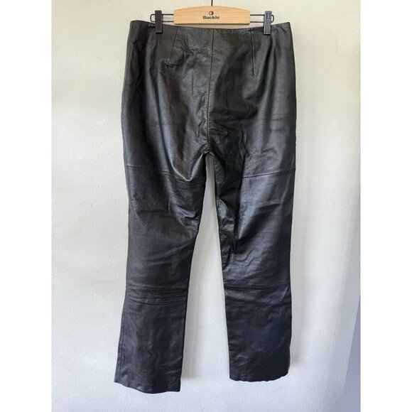 VS By Vakko Womens 100% Lamb Leather Pants Size 8 Regular Fit Flare Leg - Picture 3 of 4